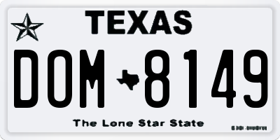 TX license plate DOM8149