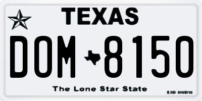 TX license plate DOM8150