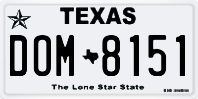 TX license plate DOM8151