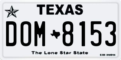 TX license plate DOM8153