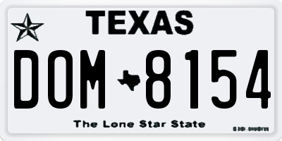TX license plate DOM8154