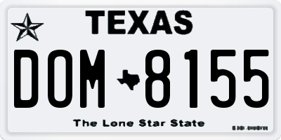 TX license plate DOM8155