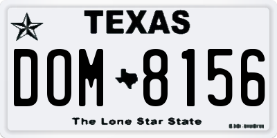TX license plate DOM8156