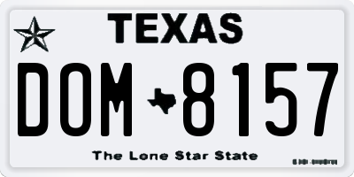 TX license plate DOM8157