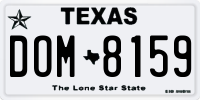 TX license plate DOM8159