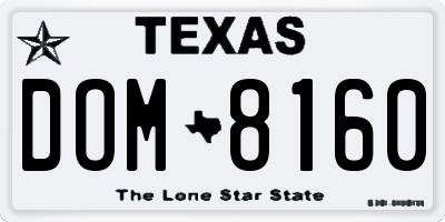 TX license plate DOM8160