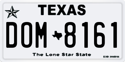 TX license plate DOM8161