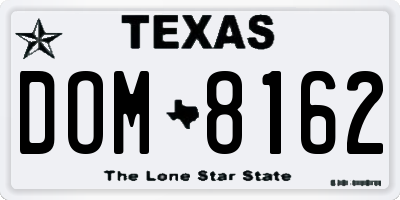 TX license plate DOM8162