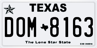 TX license plate DOM8163