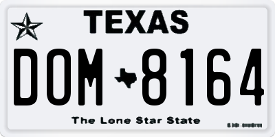 TX license plate DOM8164