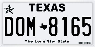 TX license plate DOM8165