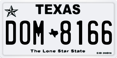 TX license plate DOM8166
