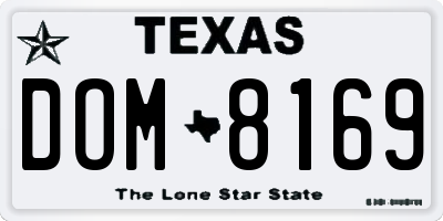 TX license plate DOM8169