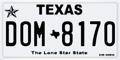 TX license plate DOM8170