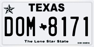 TX license plate DOM8171