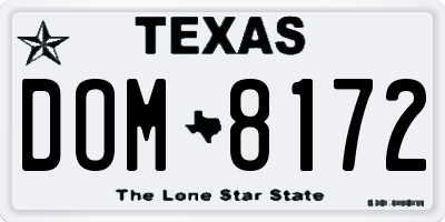TX license plate DOM8172