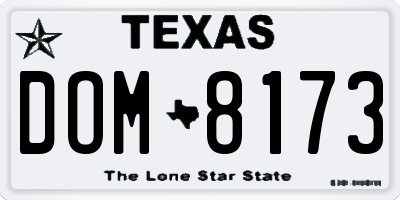 TX license plate DOM8173