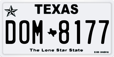 TX license plate DOM8177