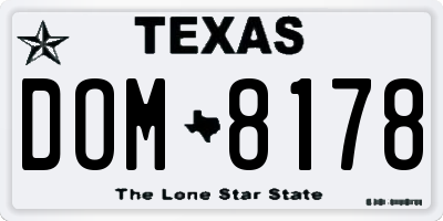 TX license plate DOM8178