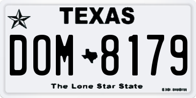TX license plate DOM8179