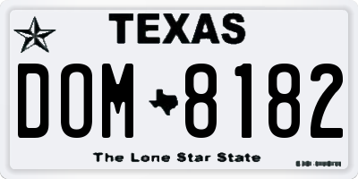 TX license plate DOM8182