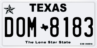 TX license plate DOM8183