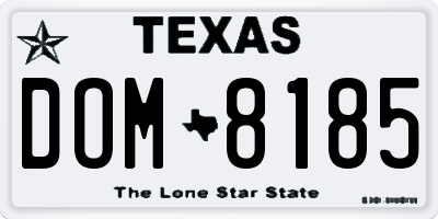 TX license plate DOM8185