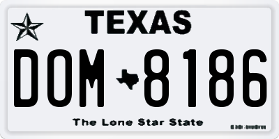 TX license plate DOM8186