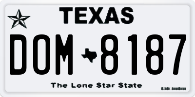 TX license plate DOM8187