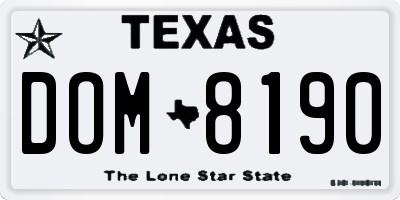 TX license plate DOM8190