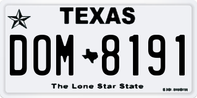 TX license plate DOM8191