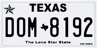 TX license plate DOM8192