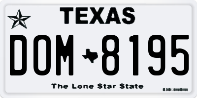 TX license plate DOM8195