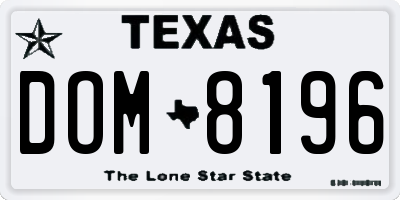 TX license plate DOM8196