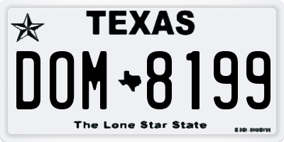 TX license plate DOM8199