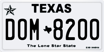 TX license plate DOM8200