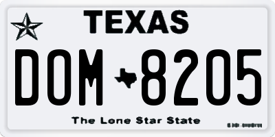 TX license plate DOM8205