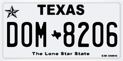TX license plate DOM8206