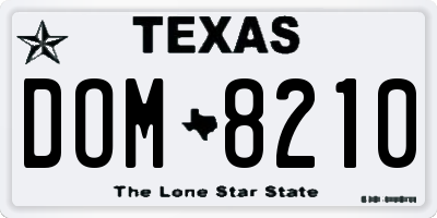 TX license plate DOM8210