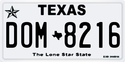TX license plate DOM8216