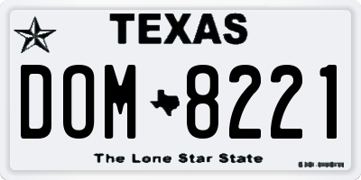 TX license plate DOM8221