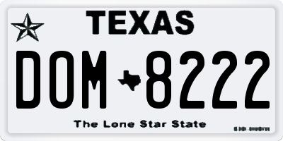 TX license plate DOM8222