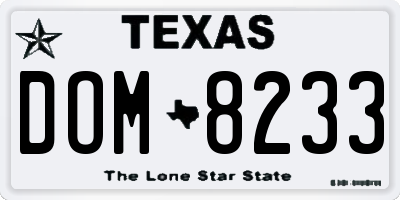 TX license plate DOM8233