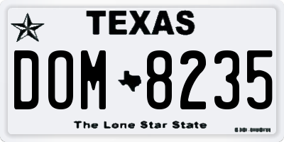 TX license plate DOM8235