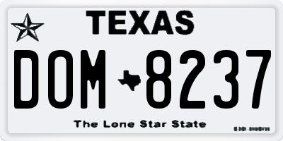 TX license plate DOM8237