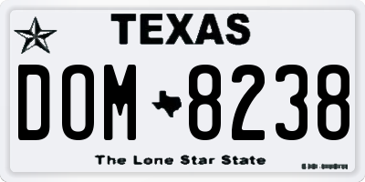 TX license plate DOM8238