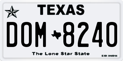 TX license plate DOM8240