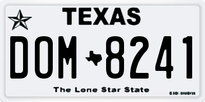 TX license plate DOM8241