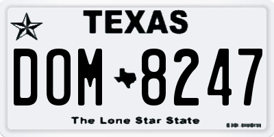 TX license plate DOM8247