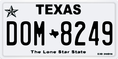 TX license plate DOM8249